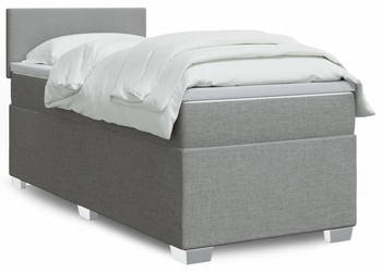 Łóżko kontynentalne z materacem jasnoszare tkanina 90x200 cm WM-3288064