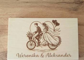 Personalizowane pudełko na pieniądze ślubne – wzór rower