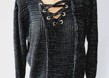 L-XL Swetr sznurowany ze srebrną nitką,nowy L-XL Swetr sznurowany ze srebrną nitką,nowy