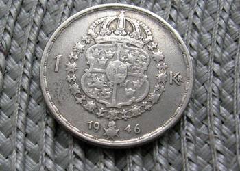 Szwecja 1 Korona 1946r - SREBRO