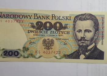BARDZO RZADKI !!! 200 zlotych 1979 s. AS UNC-