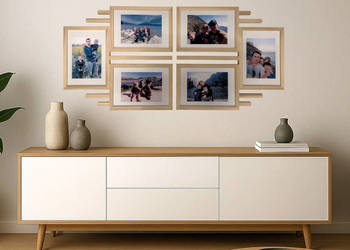 Drewniana Multirama Ramka Na 6 Zdjęć A4 21x29,7cm Galeria Ścienna PREZENT
