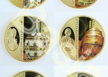 6 x Papież TIARA Paweł Pius Piotr Benedykt ZŁOTO Etui