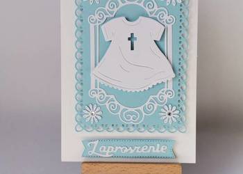 ZAPROSZENIA CHRZEST ŚWIĘTY CHŁOPIEC – SZATKA C6 BIEL – BŁĘKIT