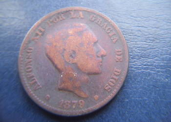 Stare monety 10 centym 1879 Hiszpania