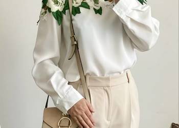 Bluzka Damska w kwiaty haft elegancka L