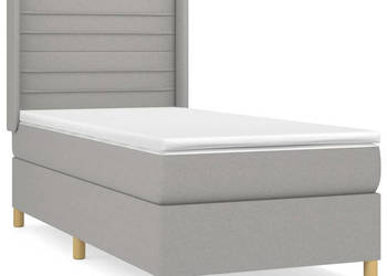 Łóżko kontynentalne z materacem jasnoszare tkanina 100x200cm WM-3132049