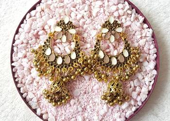 Kolczyki boho złoty kolor beżowy retro bohemian etno cygańskie