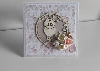 Kartka ręcznie robiona Komunię Świętą z pudełkiem Kartka ręcznie robiona Komunię Świętą z pudełkiem