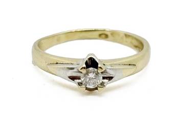 Złoty Pierścionek Próby 585 1,76g Rozmiar 9 Diament Certyfikat Ocechowany