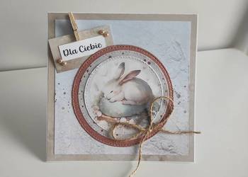 Kartka okolicznościowa ręcznie robiona z krolikiem urodziny Kartka okolicznościowa ręcznie robiona z krolikiem urodziny