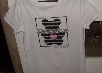 T-SHIRT miś cyrkonie Serduszko 3D_NOWY_ r. S/M_