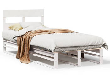 Rama łóżka bez materaca biała lite drewno sosnowe 75x190 cm WM-850819