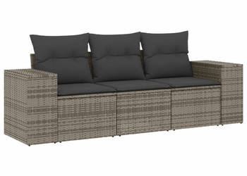 3-częściowa sofa do ogrodu z poduszkami szara polirattanowa WM-3222259
