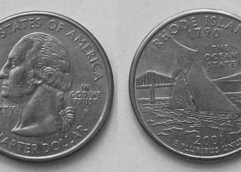USA 25 centów stan Rhode Island znak menniczy P
