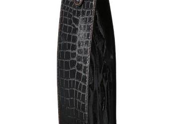 Elegancka Czarna Torba na Wino Prezentowa Imitacja Skóry Krokodyla