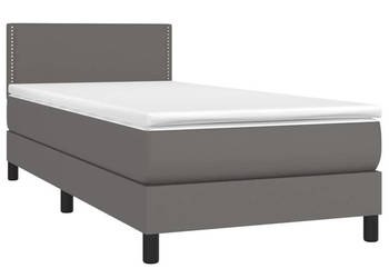Łóżko kontynentalne z materacem i LED szara ekoskóra 100x200cm WM-3134151