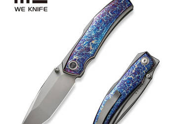 Nóż składany WE Knife Swordfin Flamed Titanium, Silver Bead Blasted CPM 20…