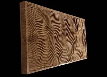 Drewniana płaskorzeźba - fale - nowoczesny panel dekoracyjny ścienny