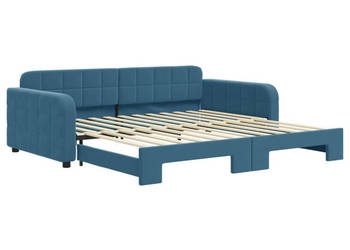 Sofa rozsuwana niebieska aksamit 100x200 cm WM-3196935