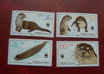 NRD 1987 MNH Mi. 3107/10 Fauna Zwierzęta Wydry WWF  a