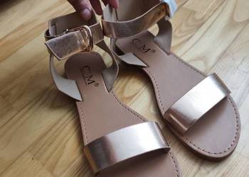 Sandały damskie złote rose gold r. 39 – nowe
