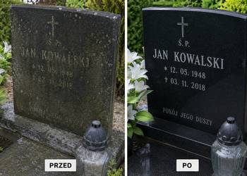 Czyszczenie i odnawianie napisów na nagrobkach