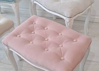 Stylowa pikowana pufa podnóżek Shabby Chic Ludwikowska  Ludwik