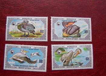 Mongolia 1986 MNH Mi. 1811/14 Fauna Ptaki Pelikan  a