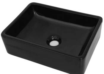 vidaXL Umywalka ceramiczna, prostokątna, 41x30x12 cm, czarna（SKU:142734）