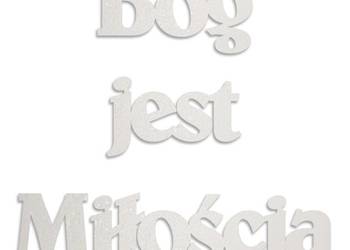 Napis styropianowy „Bóg jest Miłością” - dekoracja na Pierwszą Komunię Świę