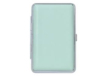 Papierośnica Skórzana SLIM na Cienkie Papierosy Jednolity Kolor Miętowy