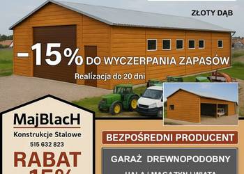 Duża Wiata /Hala / Garaż Blaszany RAL /Konstrukcje Stalowe – Maj-Blach