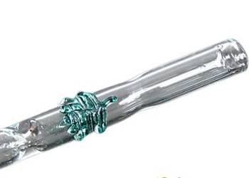 Lufka Szklana Z Liściem - Gruba Szkło, 9 Cm, Krótka Fajka