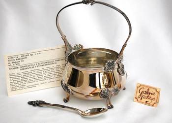 Nowa, posrebrzana, platerowana srebrem cukiernica Resovia, secesja