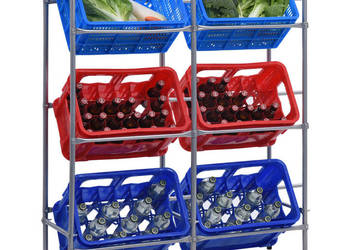 Regał magazynowy na 6 skrzynek srebrny 96x33x116 cm stal WM-285213