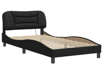 Rama łóżka z LED czarna sztuczna skóra 100x200 cm WM-3213913