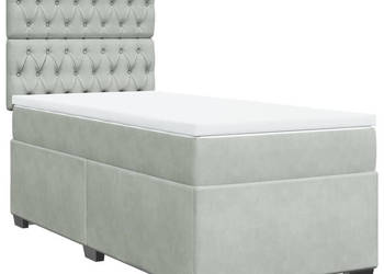 Łóżko kontynentalne z materacem jasnoszare aksamit 80x200 cm WM-3293068