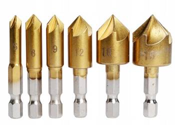 Frezowniki pogłębiacz stożkowy 90° KOMPLET 6szt 6-19mm