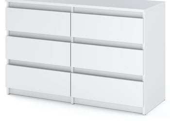 Komoda Z 6 Szufladami Biała 100cm Nowoczesna Pojemna Szafka Rtv Do Sypialni