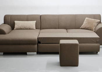 TCD DESIGN NAROŻNIK z funkcją spania PUFA rogówka sofa brązowa tkania salon