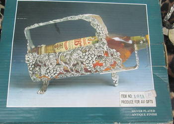 Stojak na wino posrebrzany vintage Winogrono