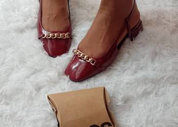 (39( ASOS Design) Bordowe baleriny/czółenka z odkrytą piętą z Londynu/NOWE