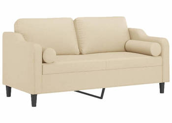 2-osobowa sofa z poduszkami kremowa 140 cm tkanina WM-3200847