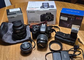 Zestaw Canon EOS 550D + 3 obiektywy + Battery Grip