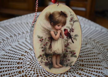 Ozdobna zawieszka rękodzieło decoupage
