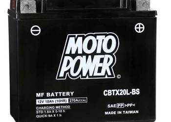 Akumulator 18Ah 270A 12V MotoPower CBTX20L-BS YTX20L-BS