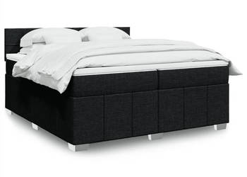 Łóżko kontynentalne z materacem czarne tkanina 200x200 cm WM-3287177