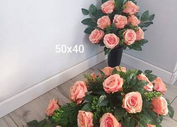 komplet nagrobny z morelowych róż