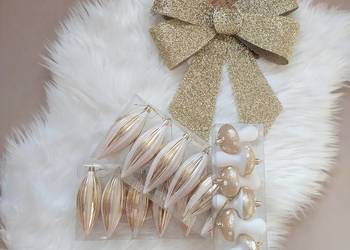 Ozdoby choinkowe bombki sople sopelki grzybki złote białe